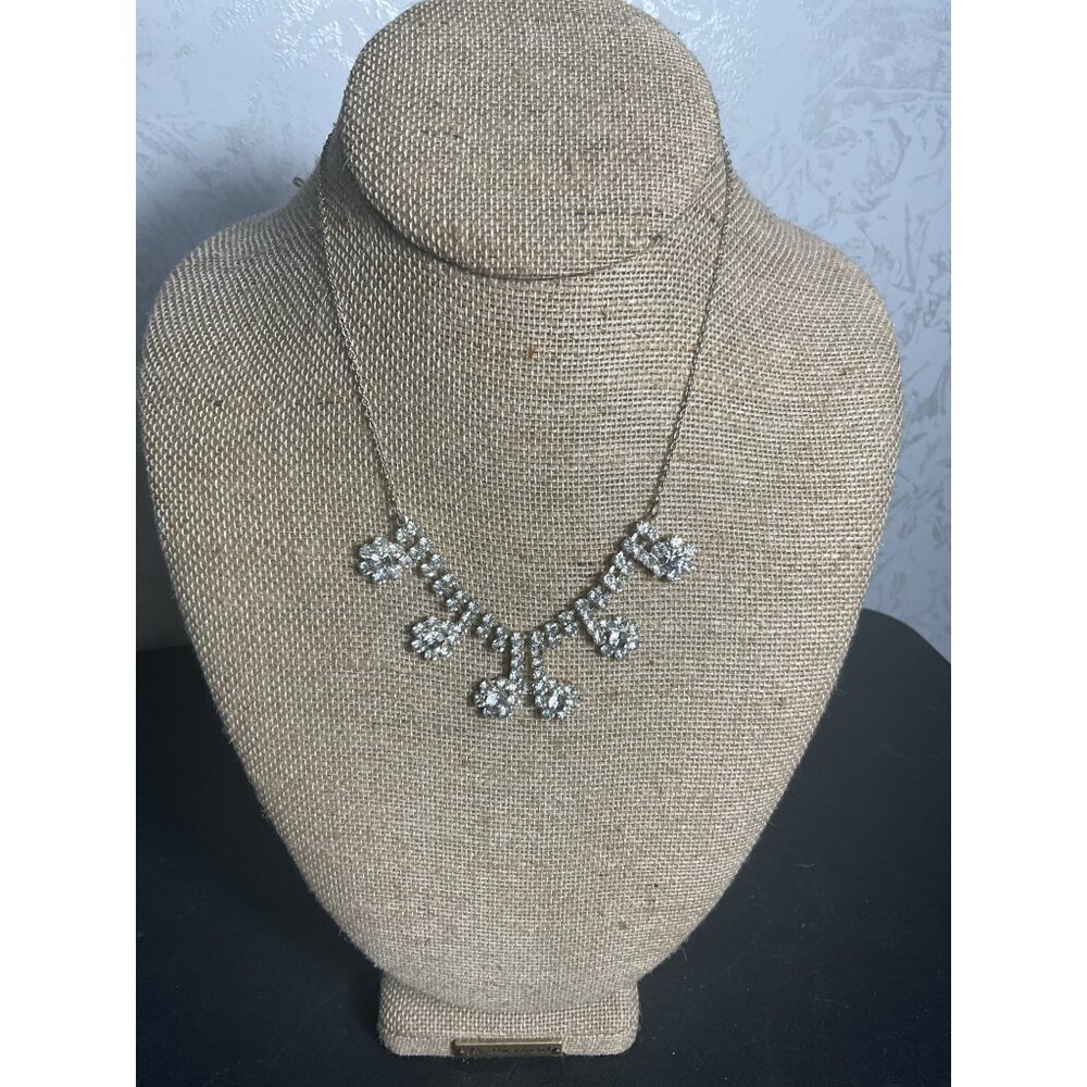 Vintage Rhinestone Flower Statement Necklace With Adjustable Chain